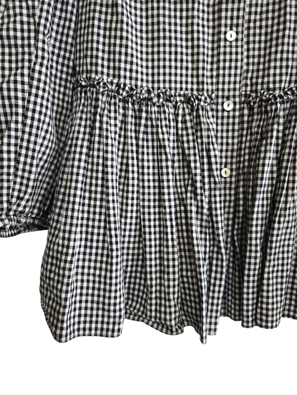 Cinq A Sept Gingham Peplam Button Up Shirt Small Black White - Picture 5 of 8